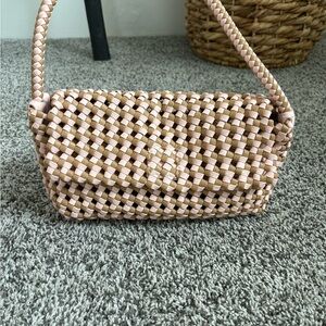 Anthropologie Tan/Pink Woven Women's Bag
